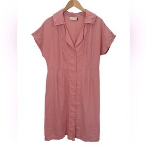 Brunna Co Arya Safari Cotton Shirt Dress Salmon Pink NO BELT
